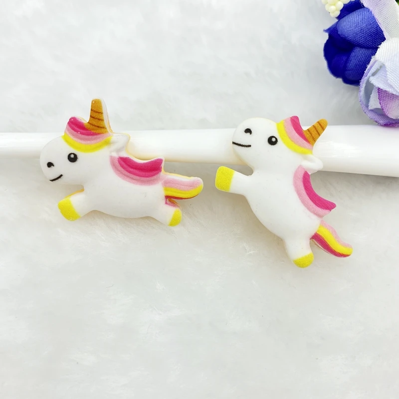 10 шт. цвет радуги/единорог/звезды с плоской задней частью кабошоны из смолы DIY