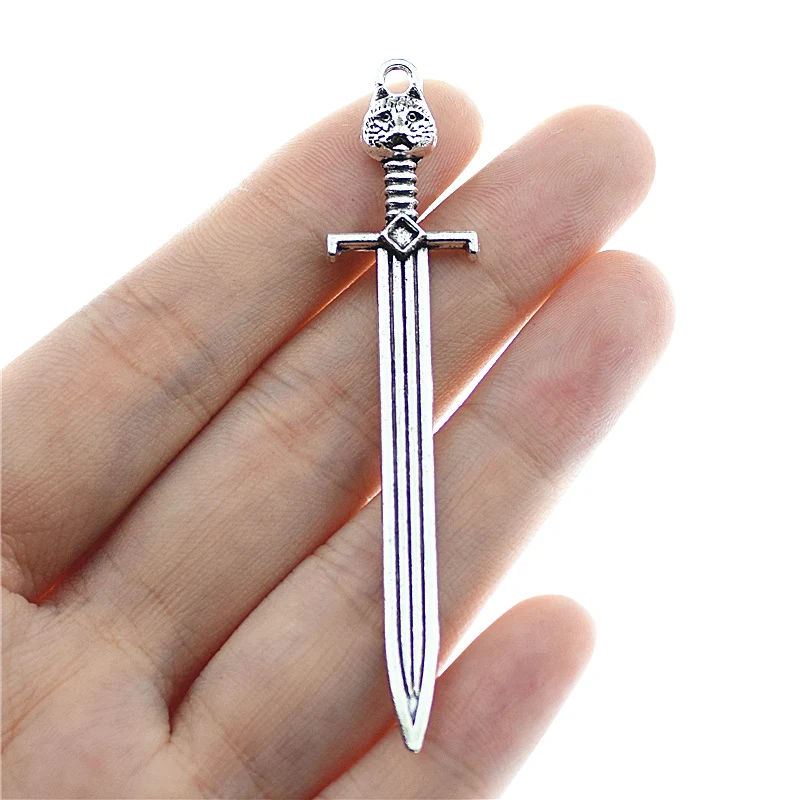 

3 шт., подвески в виде кота и меча, 66 х14 мм