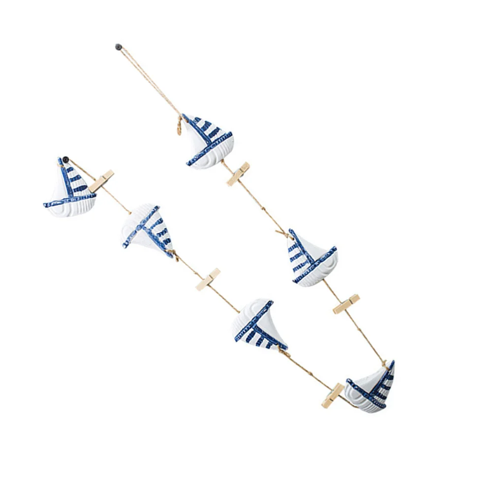 

3 Strings of Photo Hanging Clips Postcard Fixing Clamps Message Notes Holders Wall Pendants (Sailboat)