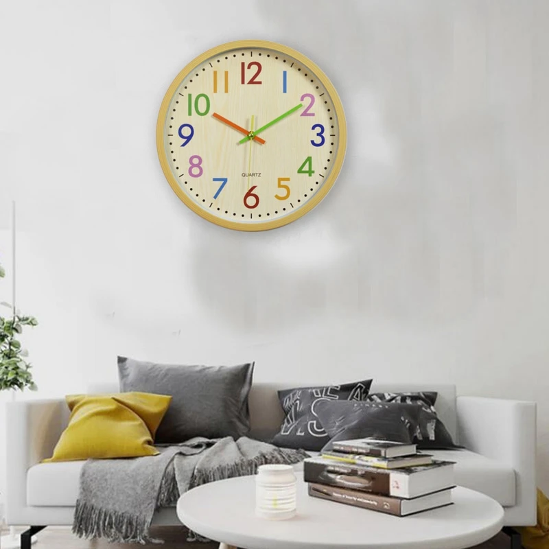 Бесшумные детские настенные часы с большим декоративным управлением цветные для