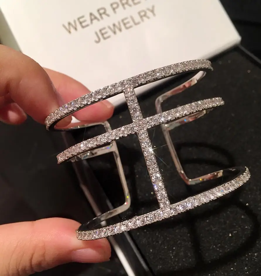 Европейский Стильный Простой Высококачественный Открытый браслет с цирконом