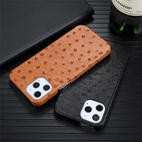 leather case phone shell for iphone 12 5 4 6 1 6 7 series mobile phone shockproof ostrich pattern protective back cover case