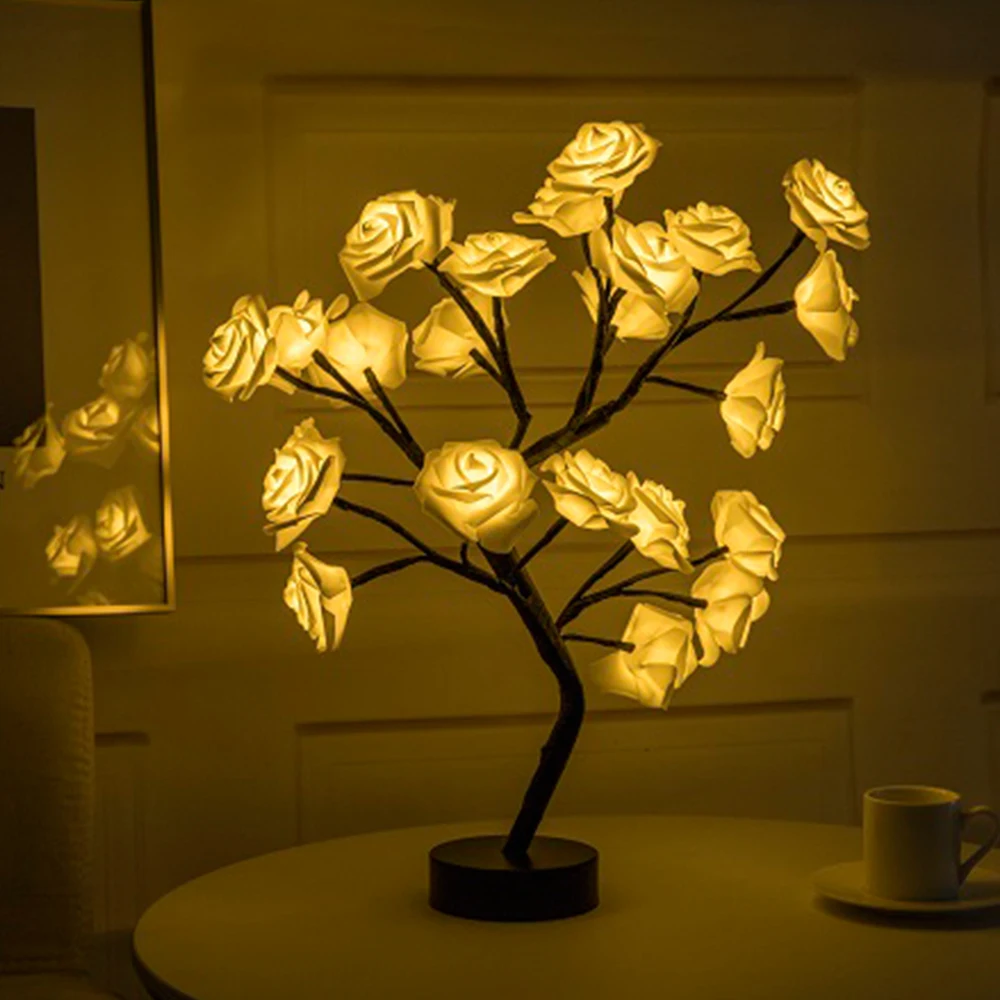 

LED Night Light Rose Flower Tree LampFor Home Decoration Rose Flower Lighting Holiday Party Wedding Decoration Lighting
