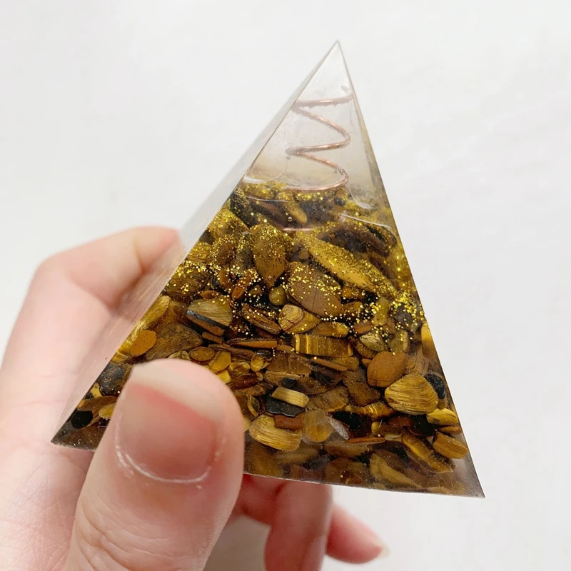 Натуральные бусины из тигрового глаза каменная чакра оргон пирамида смола рейки