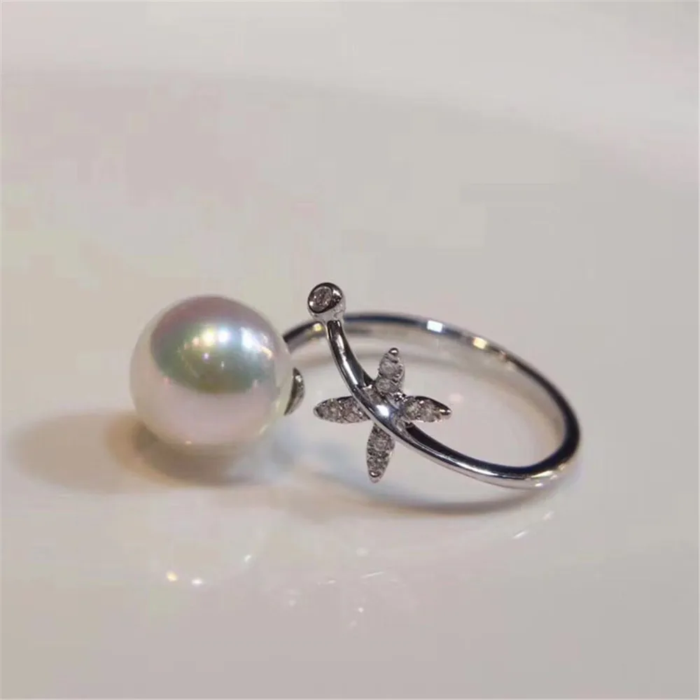 

Fashion Rings Resizable Design Rings Base 925 Sterling Silver Pearl Rings Settings Women DIY Pearl Rings Accessory No Pearl