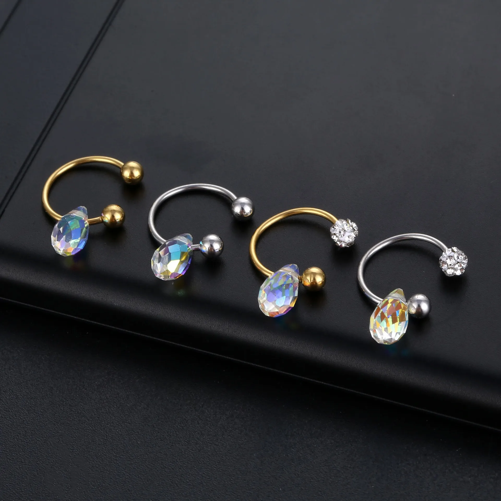 

Женское кольцо для пирсинга носа, с кристаллами, 1 шт.
