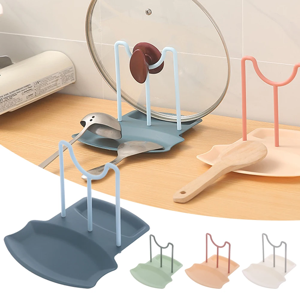 

Plastic Spoon Rest Kitchen Utensil Rest Pot Lid Stand Holder with Drip Pads Stove Top Organizer for Spoon Spatula Ladle Brush