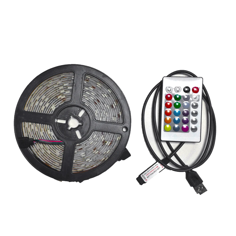 5M USB Светодиодные ленты 2835 RGB DC 5V ТВ фон Гибкий Светильник лампы дистанционного
