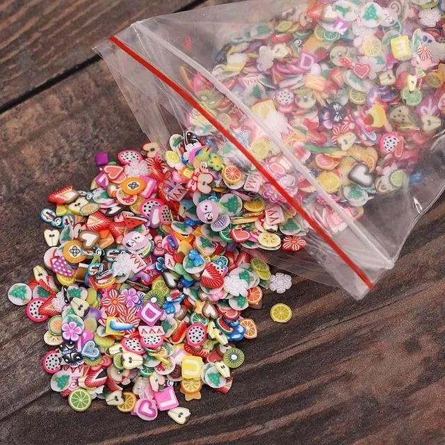 1000 шт. кусочки фруктов дополнение для Fimo дизайн ногтей слизь Фрукты Шарм наполнитель для diy клейкие аксессуары Lizun поставки украшения игрушки - Цвет: All Mixed Slices