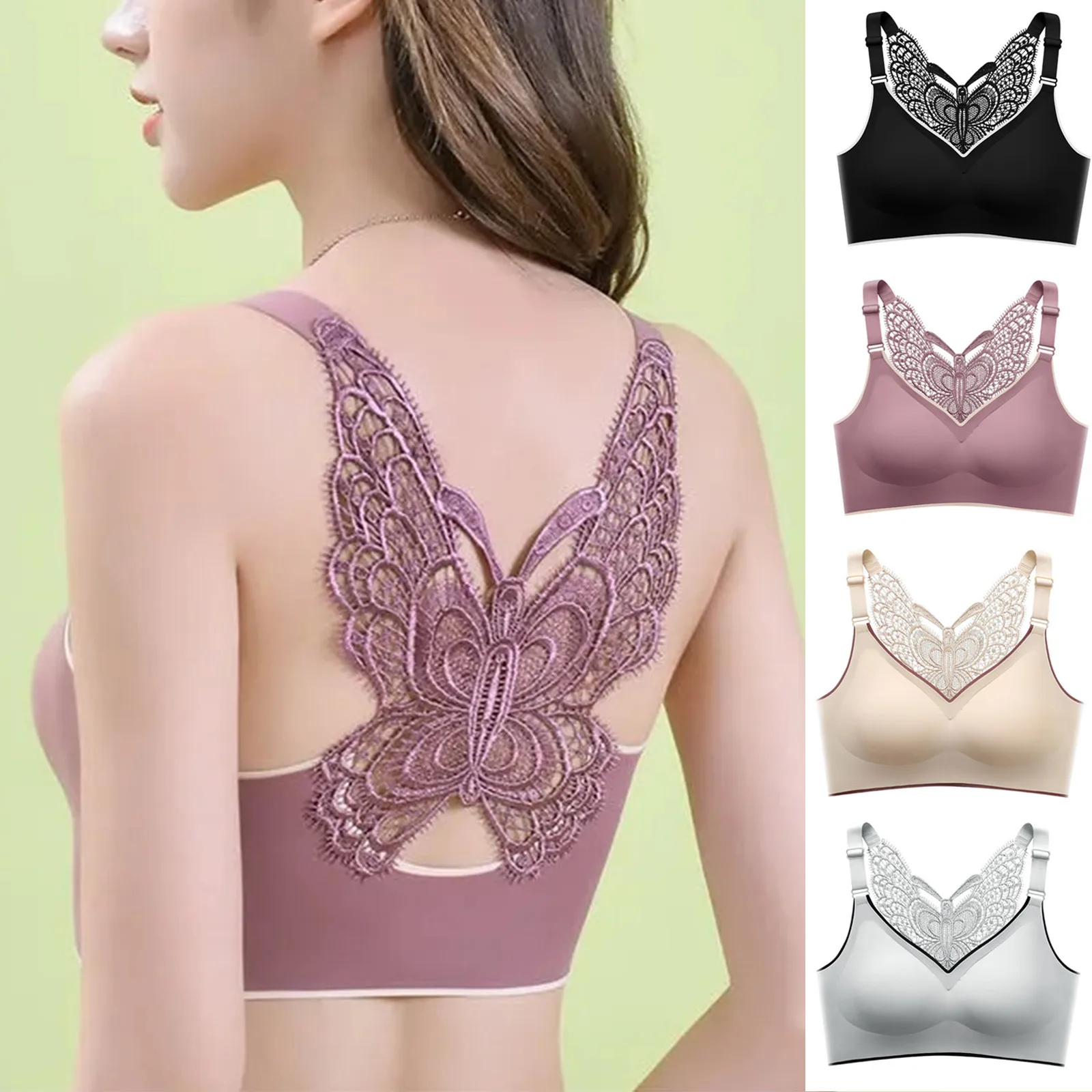 

Butterfly Beauty Back Seamless Bra Underwear Without Steel Ring Large Size Bras Invisible Bra Push Up невидимый бюстгальтер E3
