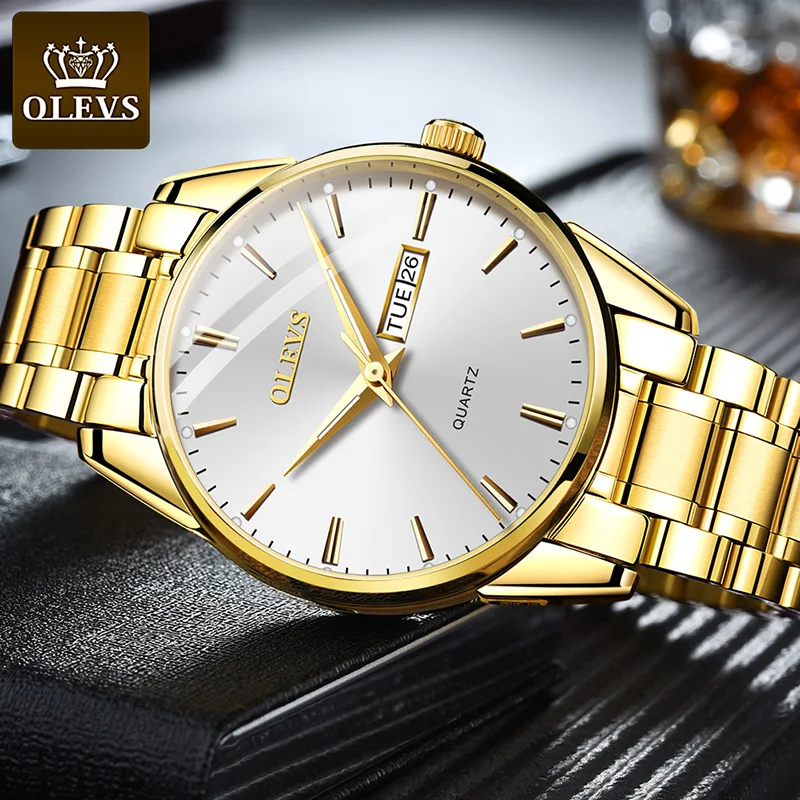 Мужские кварцевые наручные часы OLEVS из нержавеющей стали | Наручные