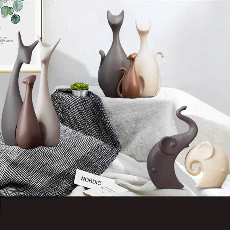 Modern Ceramic Animal Figurines Crafts Swan Deer Ornaments Home Livingroom Furnishing Decoartion Office Desktop Accessories Art | Дом и сад