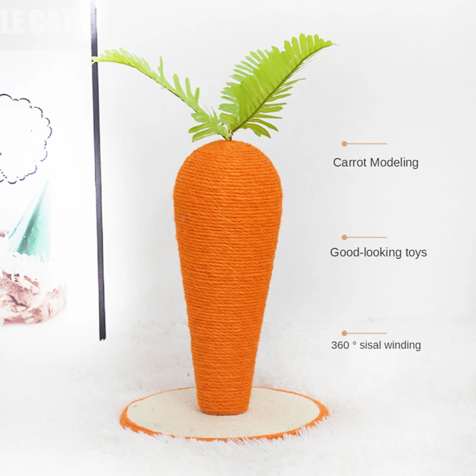 Кошачья Когтеточка в форме морковки кошачья сизаль не шелушащаяся вертикальная