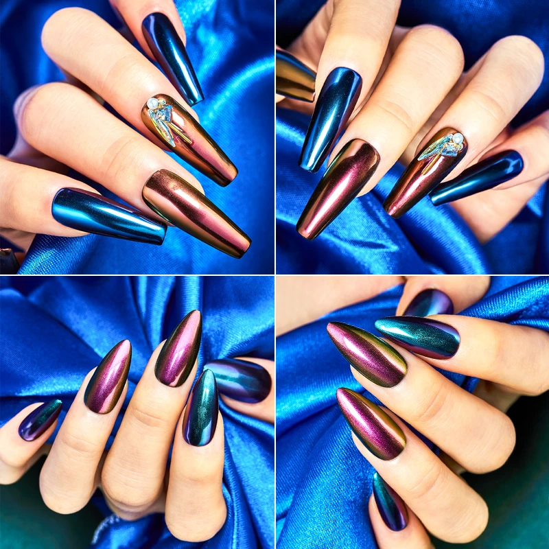 Четыре лилии ногтей искусство блеск пигмент порошок гель лак зеркало Маникюр