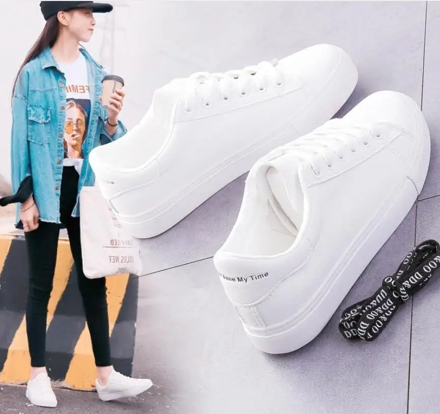 

Women Shoes Fashion Breathble Vulcanized Shoes White Lace Up Women Sneakers Pu Leather Platform Shoes Casual Shoes Zapatos Mujer