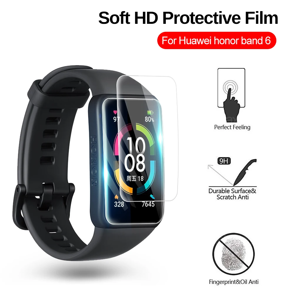

12 6 3 PCS TPU Soft Film For Huawei Honor Band 6 Screen Protector On Honor Band6 Full Curved Portective Films Not Tempered Glass