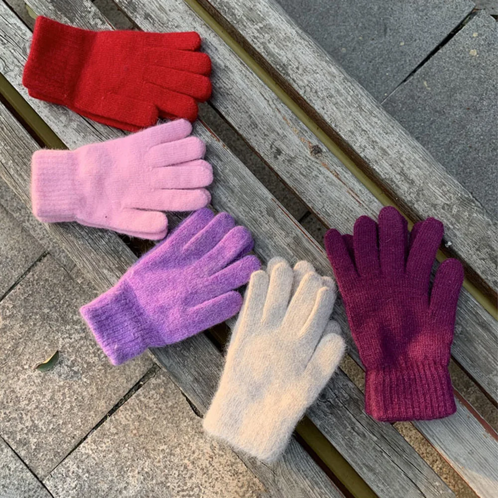 

Outdoor Gloves Elastic Full Finger Gloves Warm Thick Bicycle Driving Fashion Men and Women Warm Knitted Wool In Winter