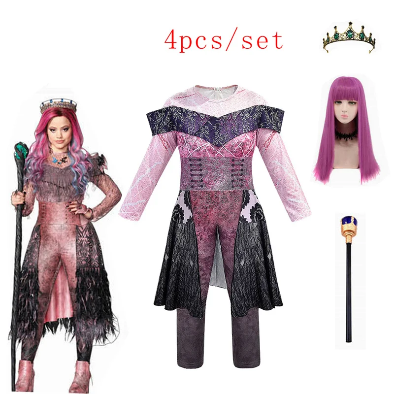 Pink Audrey Costumes girl Halloween Costumes for Kids Fancy Party women Costume evie descendants 3 Mal Cosplay Fantasia costumes