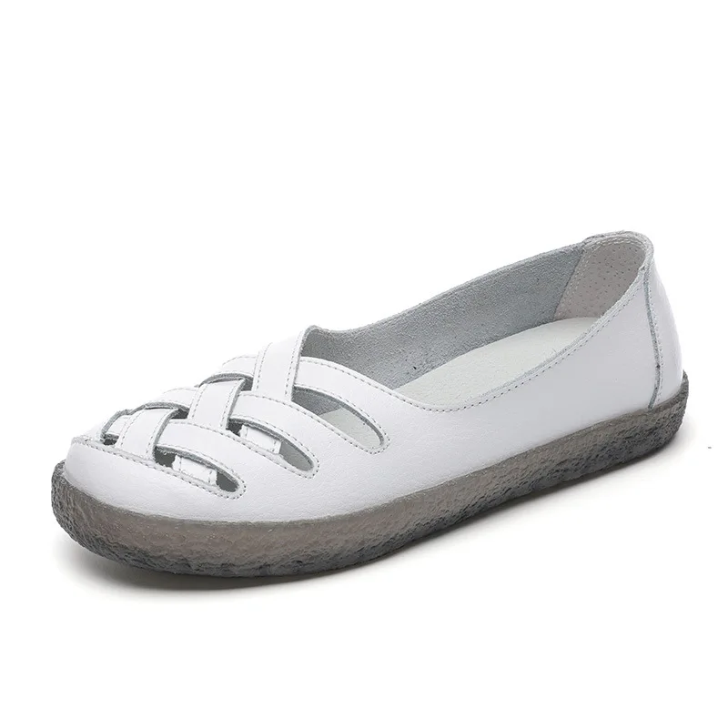 

Women's Sneakers Casual Breathable Hollow Shoes Soft Leather Sole Non-slip Elderly Shoes Simple Spring Shoes