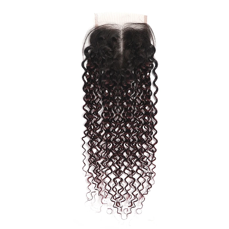 Бразильпряди волос омбре с застежкой 1B/ 99J кудрявые пупряди человеческих