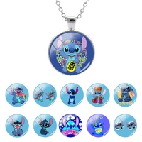 disney lilo stitch cute steve pattern 25mm glass dome pendant necklace chain necklace for boys gifts cabochon jewelry dsn263