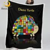 BlessLiving Disco Turtle Throw Blanket Funny Tortoise Sherpa Fleece Blanket Cartoon Fluffy Blanket Adult Colorful Custom Blanket 1