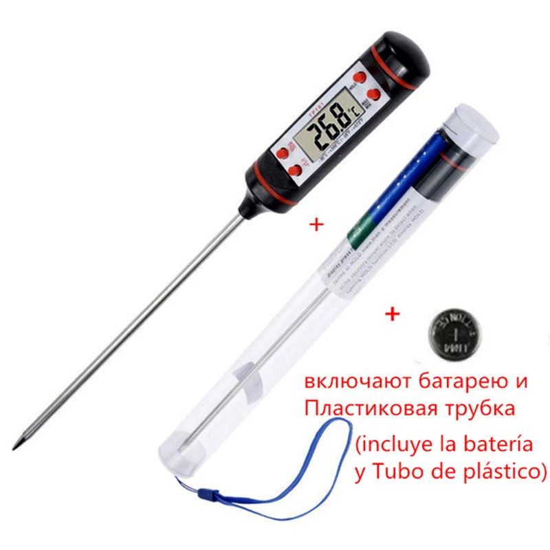 Kitchen Digital Bbq Food Thermometer Meat Cake Candy Fry Grill Dining Household Cooking Gauges With Battery-Black | Дом и сад