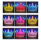 Одежда для мальчиков и девочек для малышей и детей постарше платье принцессы король светодиодные корона с днем шляпы для вечеринки по случаю Дня рождения милое Новое