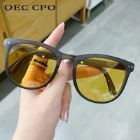 oec cpo retro square sunglasses women men foldable frame punk sun glasses female vintage rivets eyewear uv400 goggles o1257
