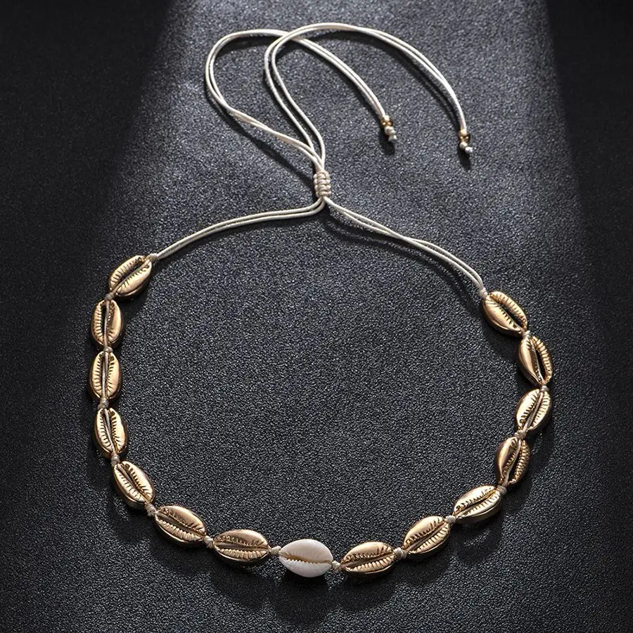 2019 модное богемное ожерелье из ракушек Золотое длинное нескольких для женщин