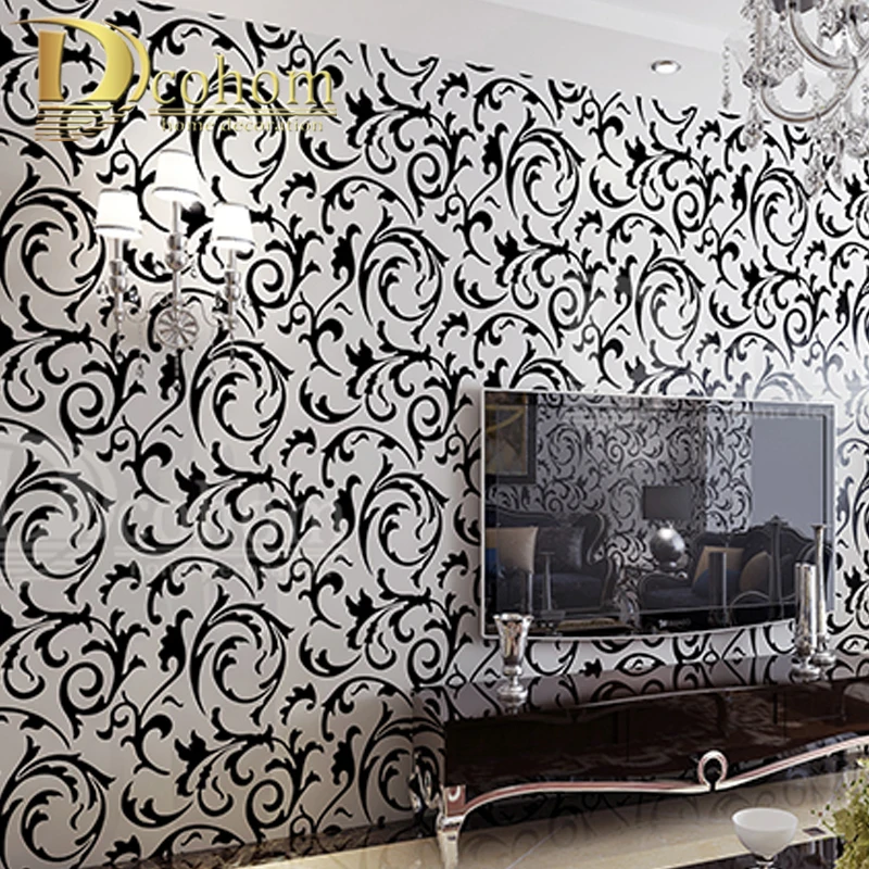 

European style non-woven wallpaper classic wall paper roll purple/grey wallcovering luxury wallpaper floral papel de parede V1