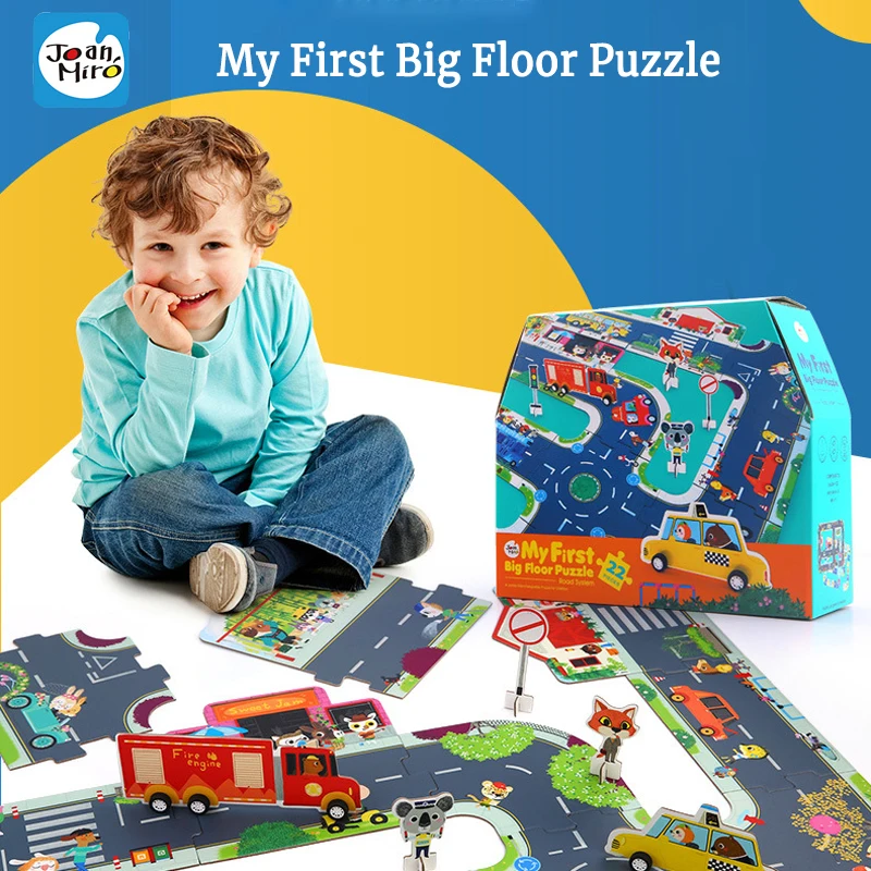 

Игра-пазл Joanmiro с треком, 3D, бумажная детская игра-пазл, 3 + дорожное движение, транспортное средство, познавательная головоломка, игрушка для ...