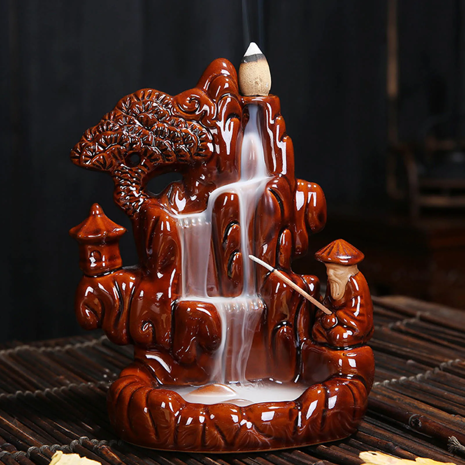 

Incense Burner Innovative Ceramic Incense Holder Ornament with 60 pieces Backflow Incense Suitable for Home Office Yoga