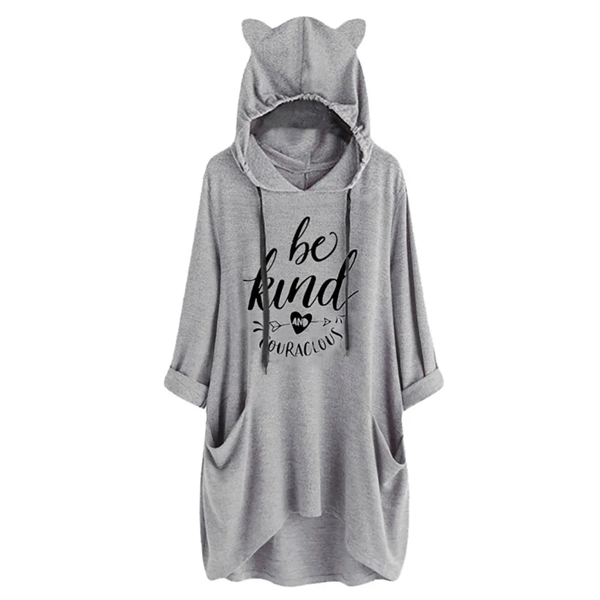 Женские повседневные толстовки с капюшоном асимметричный Топ длинным рукавом и