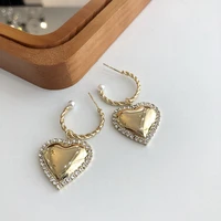 2022 korean new trendy oversized love metal exaggerated zircon earrings for women exquisite hip hop party jewelry gifts