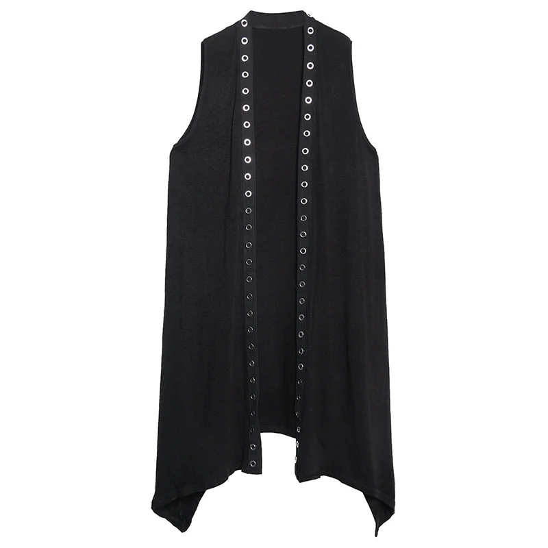 

QING MO 2021 Autumn New Sleeveless Vest Cardigan Plus Size Women Jacket Irregular Knitted Fashion Stitching Women Jacket ZWL118