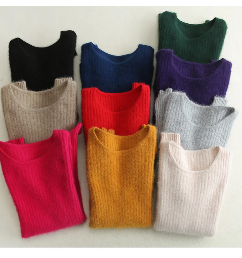 Loose Sweater Women Hot Sale Soft Jumpers Mink Cashmere Knitted New O-Neck Standard Clothes Ladies Pullovers
