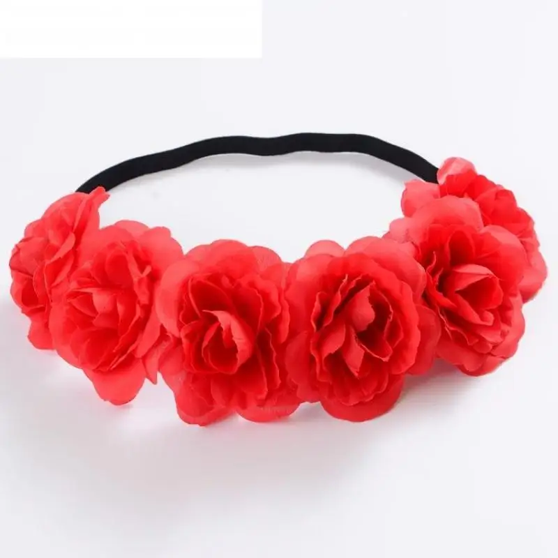 Женский эластичный обруч для волос повязка на голову с цветком розы свадебные