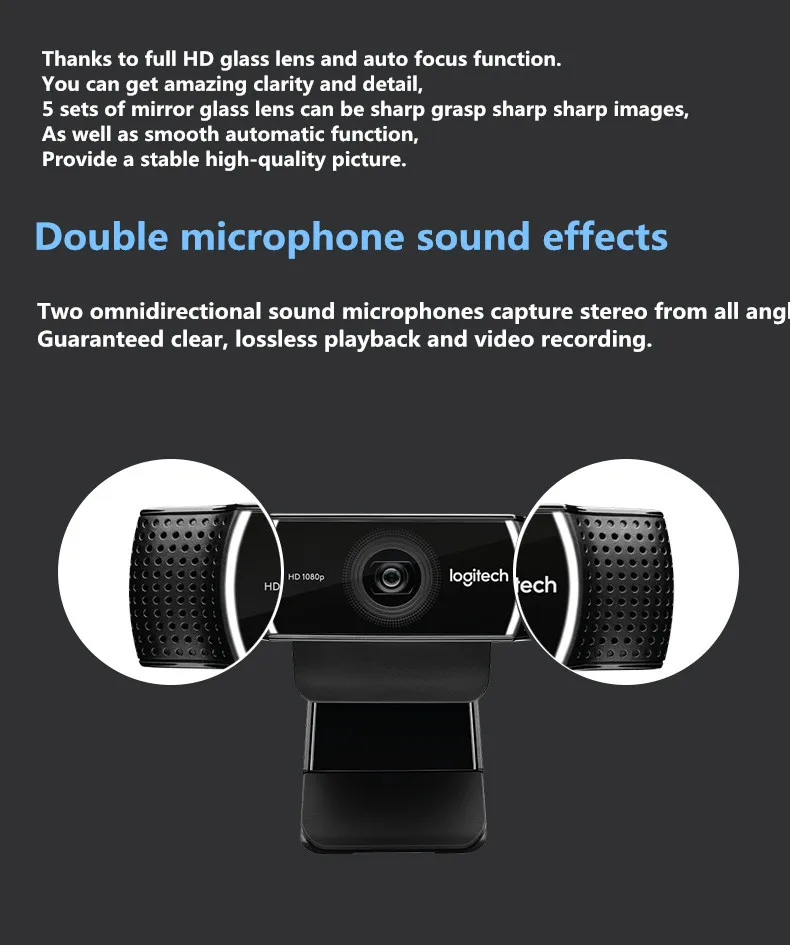 Встроенный микрофон Logitech C922 PRO с автофокусом анкерная веб камера full HD Pro для