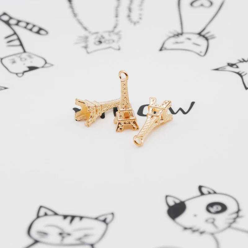Подвески с 3d-изображением Эйфелевой башни золотого цвета 20 шт./лот 21x6 мм