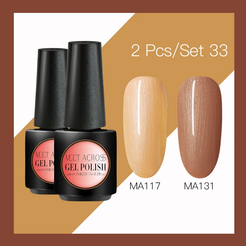 MEET ACROSS 2 шт. набор гель лаков для ногтей однотонный светодиодный Гель лак
