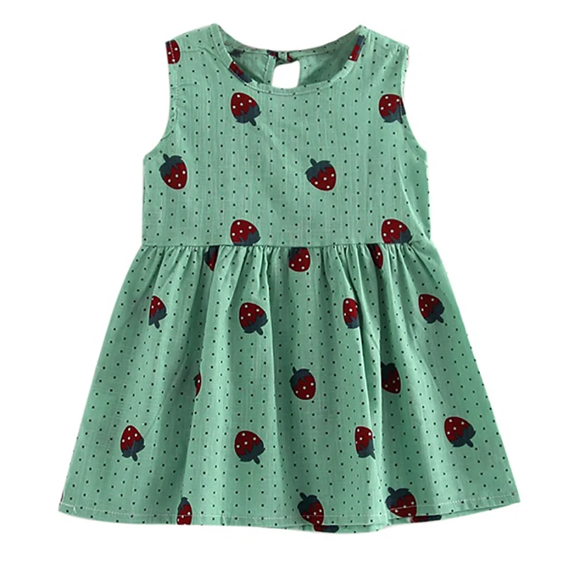 

2020 Kids Girls Summer Dress O-neck Sleeveless Floral Print A-line es Cute Princess Children Clothes 1-10 Years