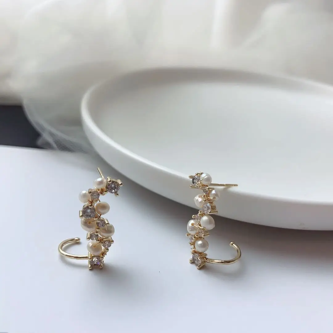 

Branch Bud Pearl Earrings Female Gentle Retro French Romantic S925 Silver Needle Natural Baroque Freshwater Pearl Earrings
