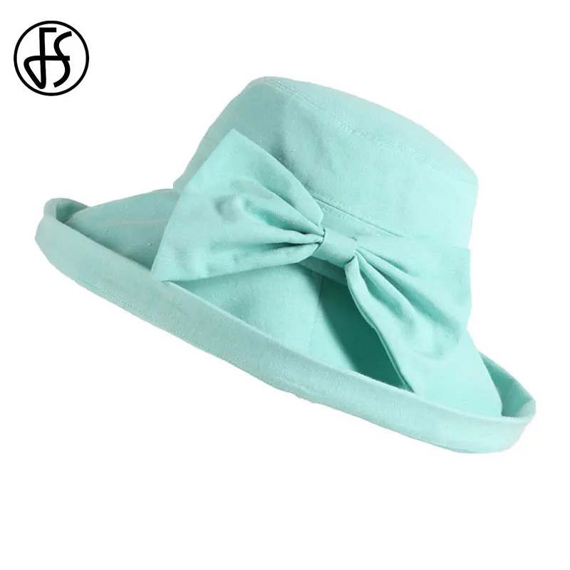 FS большой шапки бини для женщин Хлопок Складная летняя шляпа с широкими полями