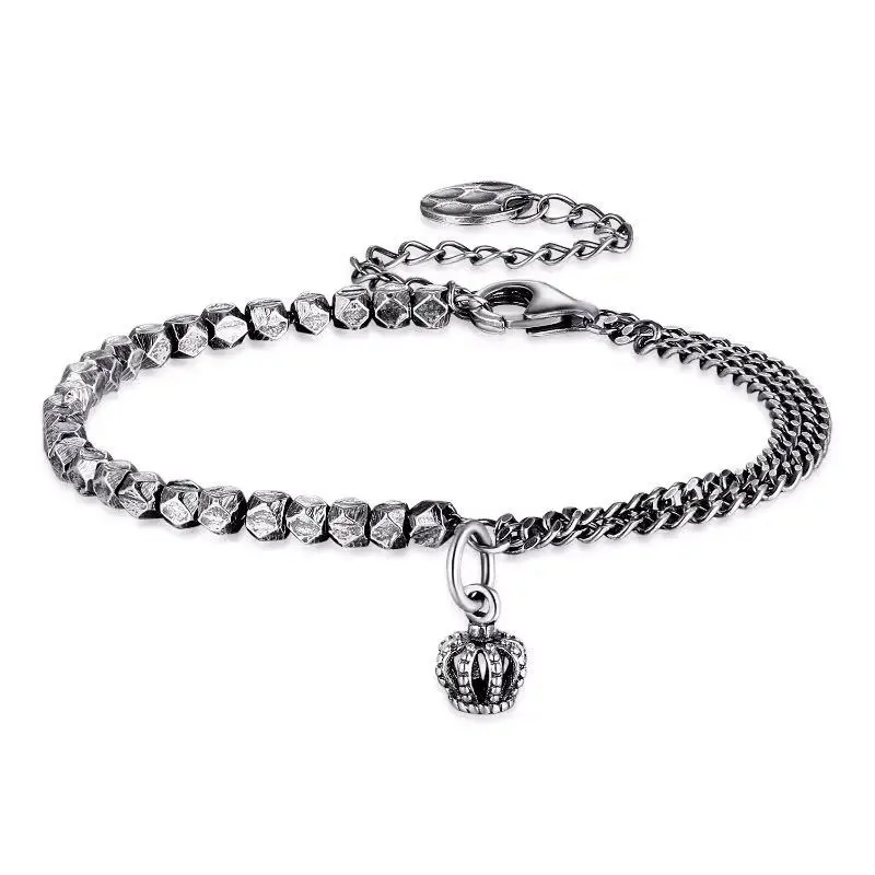

New creative Stone bracelet 9 real 25 sterling silver Korean retro women's handmade crown bracelet jewelry gifts