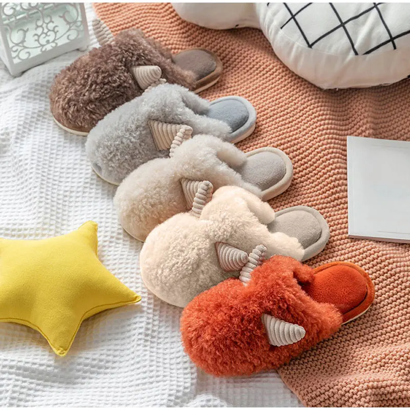 

Men Women Warm Slipper Indoor Home Couple Plush Slippers Female Casual Home House Slides Winter Non Slip Shoes Cute Footwear
