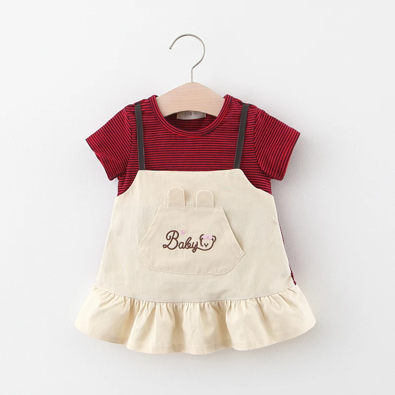 YALOODE летнее платье для маленьких девочек хлопковая одежда в полоску с оборками