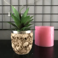 epoxy resin cup silicone pot molds desktop decorating skull plaster clay craft cement vase mould round candlestick making tool