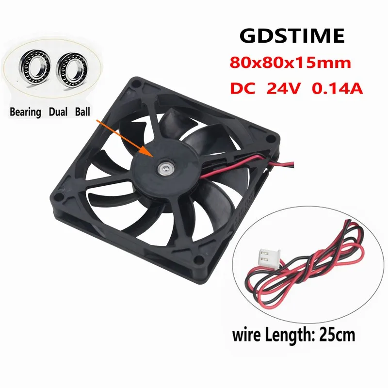 Охлаждающий вентилятор Gdstime 8 см 80 мм 80x80x25 24 В 2-контактный разъем охлаждающий в