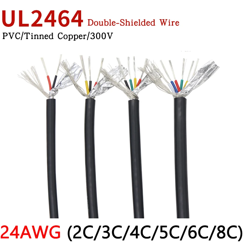 

1M 24AWG UL2464 Shielded Wire Signal Cable 2 3 4 5 6 8 Cores PVC Insulated Channel Audio Headphone Copper Control Sheathed Wire